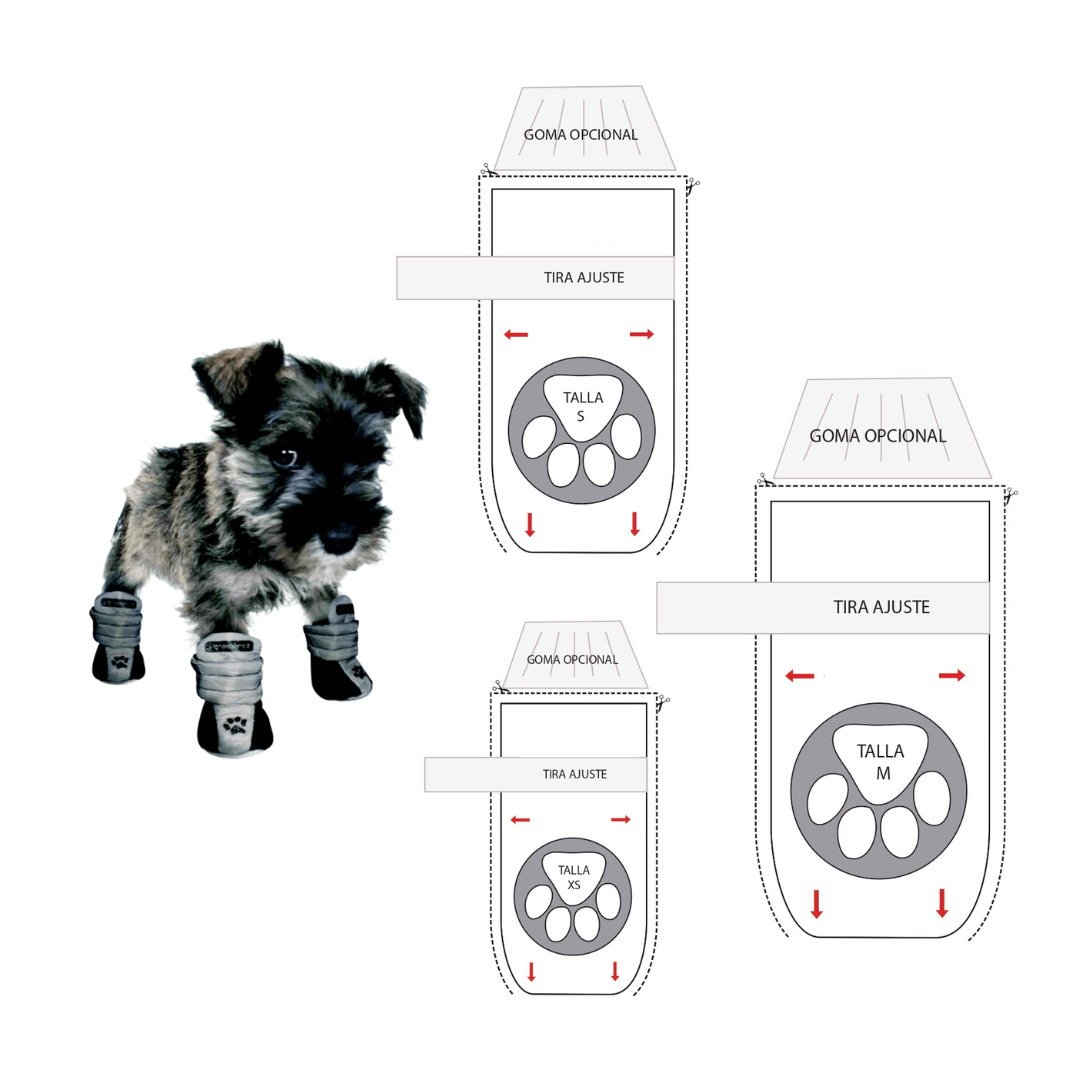 Moldes de botinhas para pet nos tamanhos XS, S e M