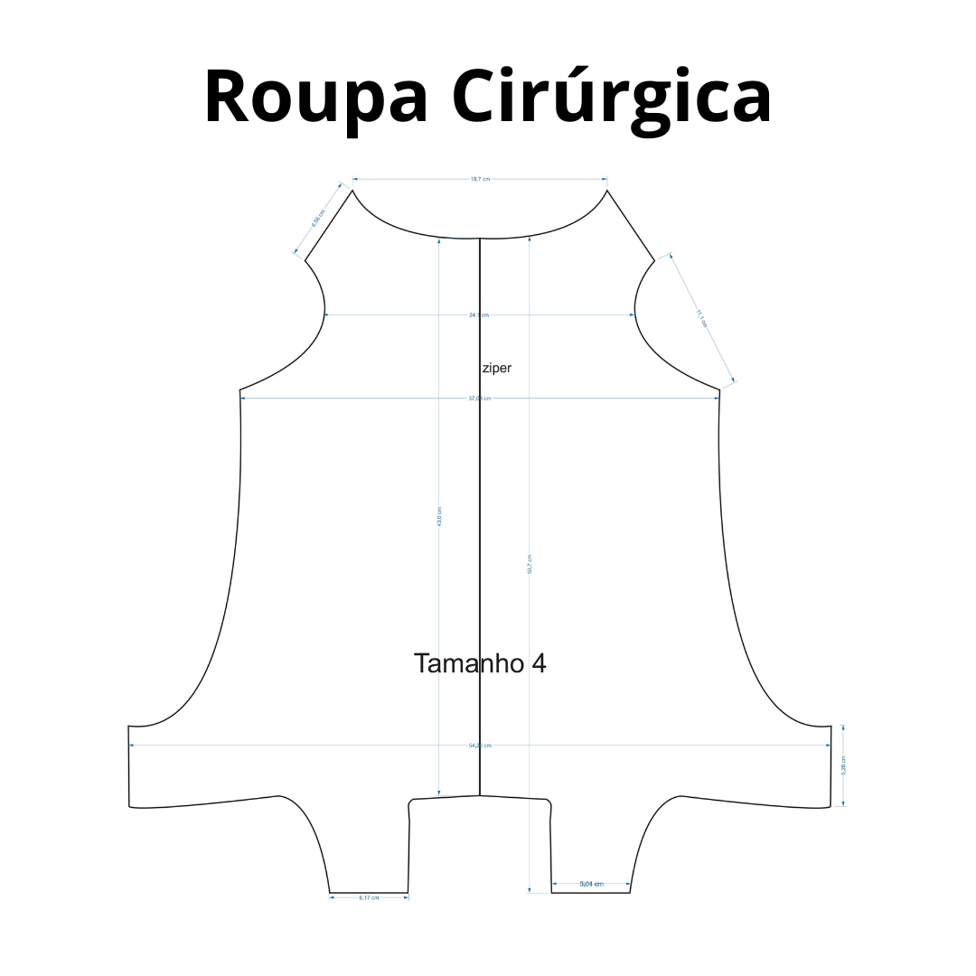 Molde de roupa cirúrgica para pet tamanho 4